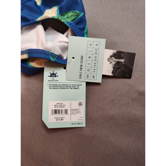 Girls DSG Core Swimsuit Top Blue Lemons XS 4-6 - Picture 6 of 6